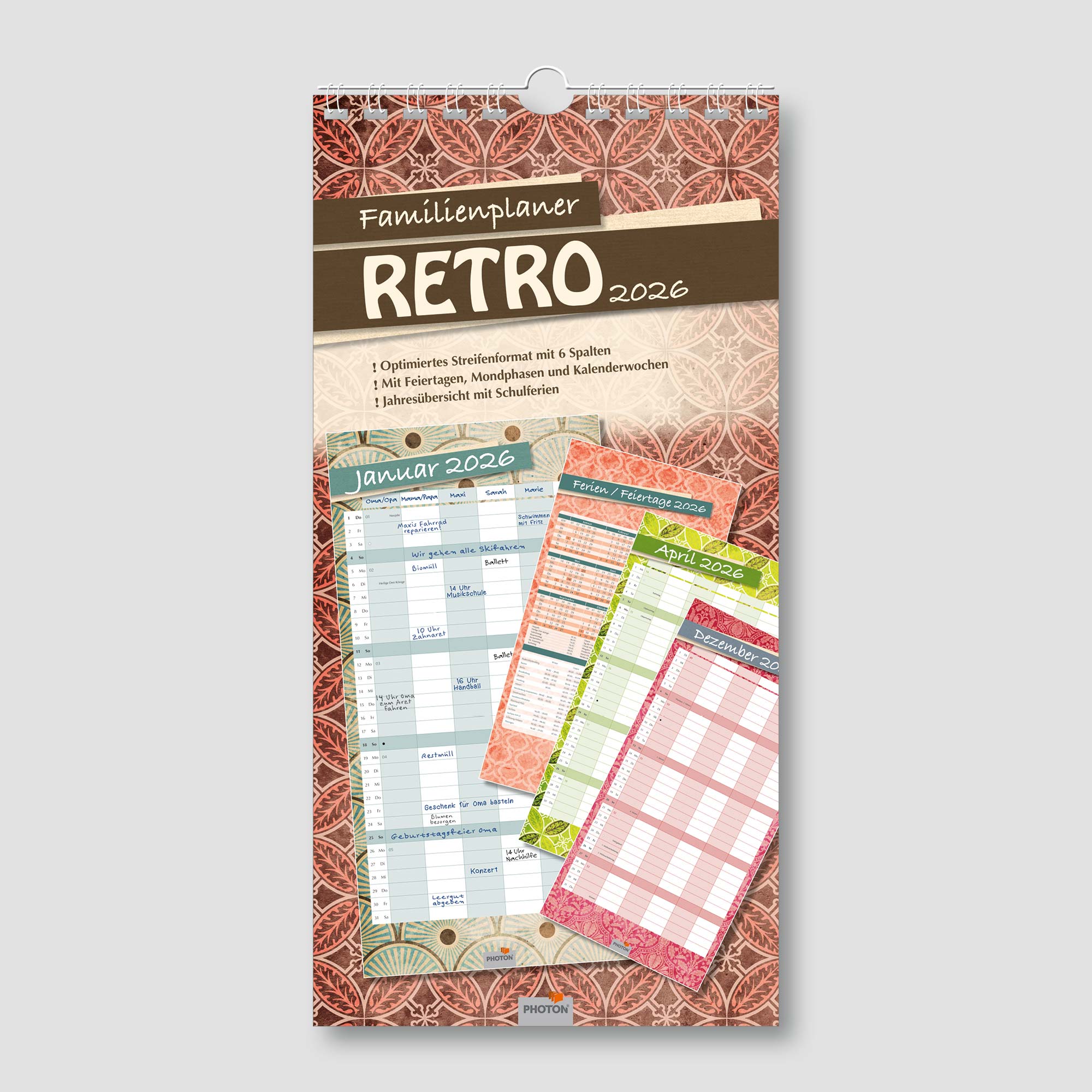 PHOTON® Familienplaner „Retro“ 2026