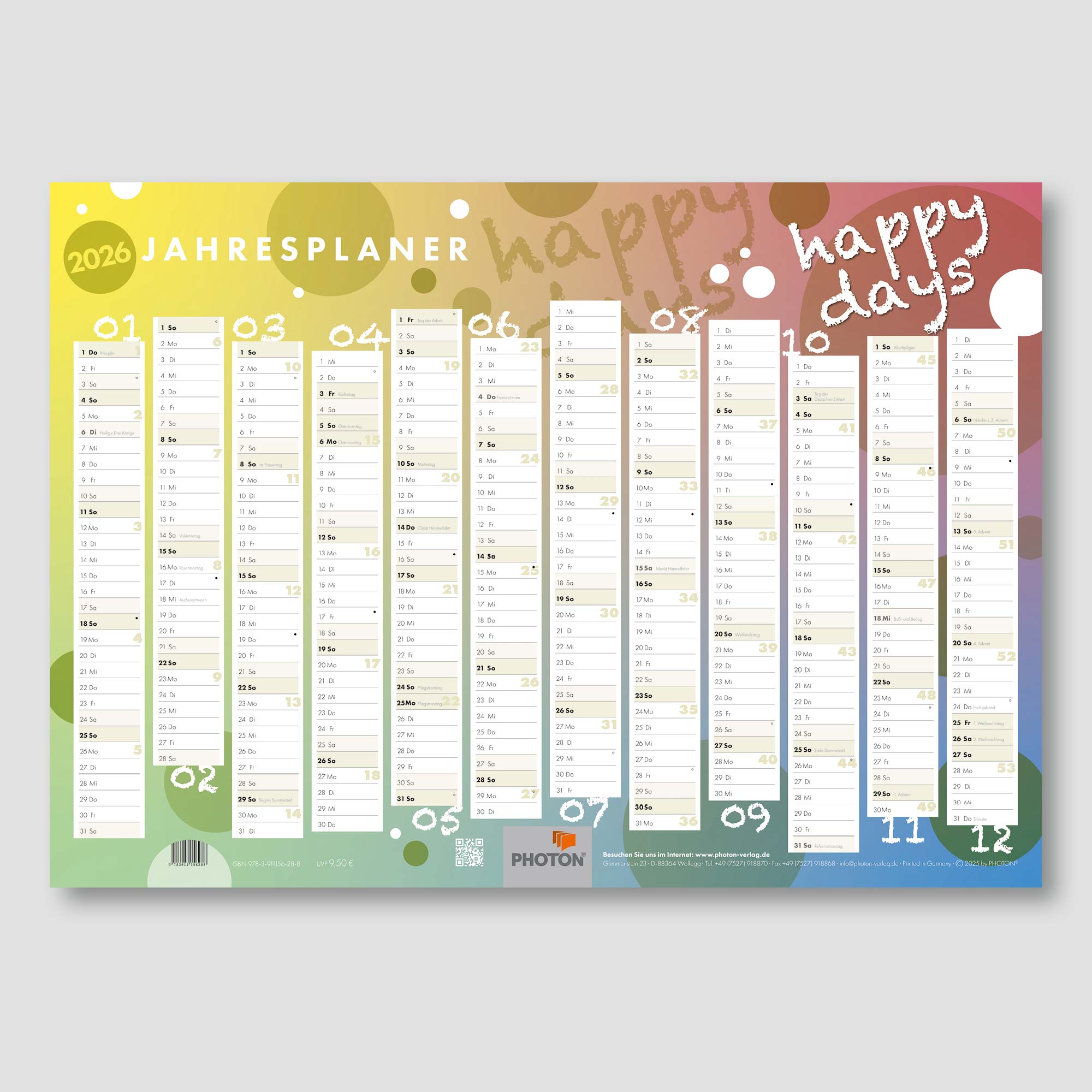 PHOTON® JAHRESPLANER "HAPPY DAYS" 2026