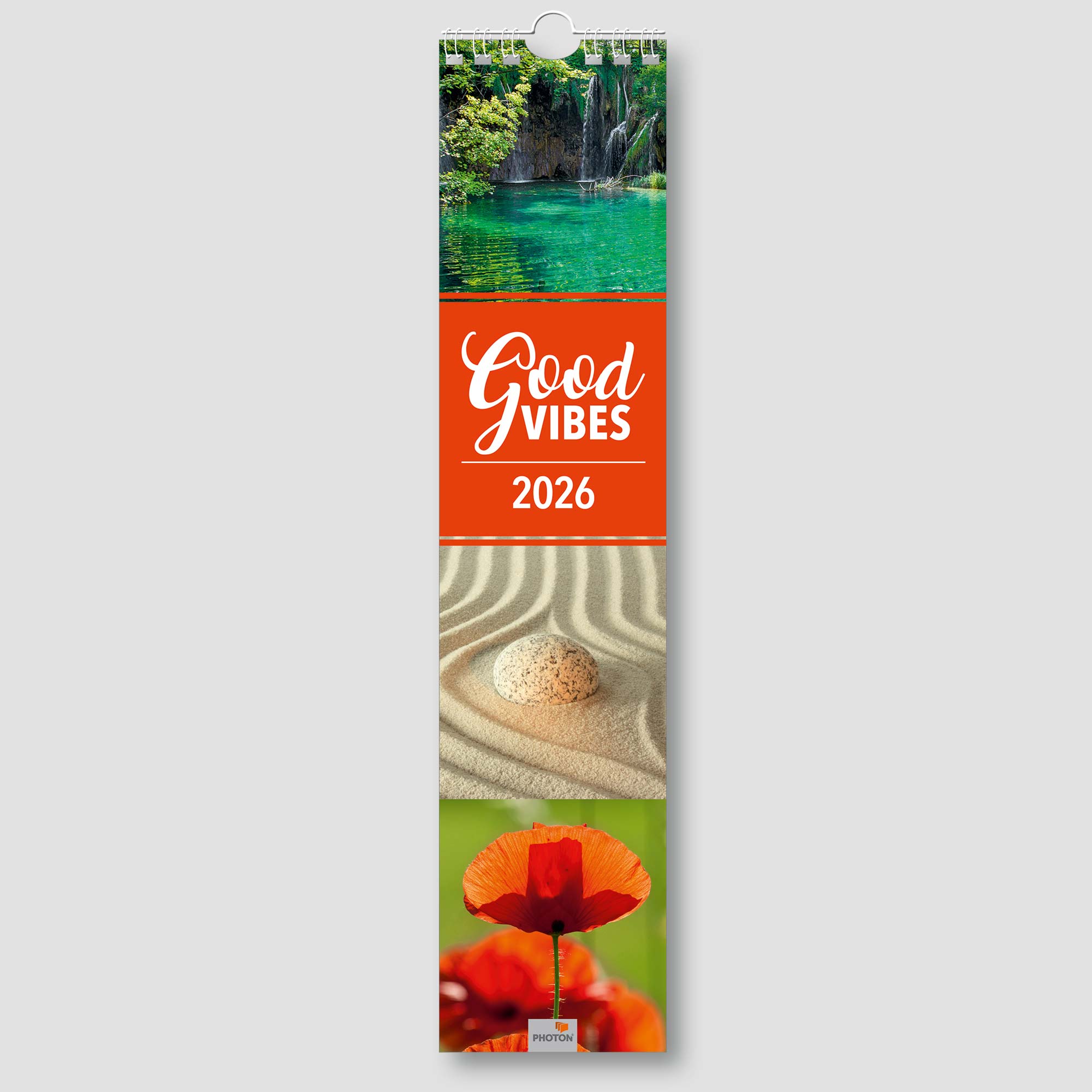 PHOTON® Streifenkalender Good Vibes 2026